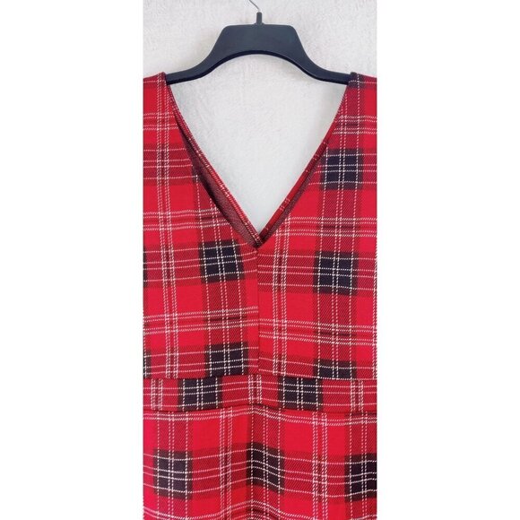 Plaid Jumper Dress by Airzona Jean Co Red Black White High Waist Scottish Knit - Picture 7 of 11